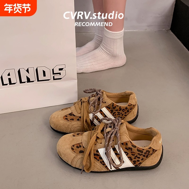 复古豹纹德训鞋女2025早秋新款薄底内增高赛车鞋运动休闲鞋子圆头,女鞋,德训鞋,淘宝优惠券,粉丝福利购,淘宝优惠卷