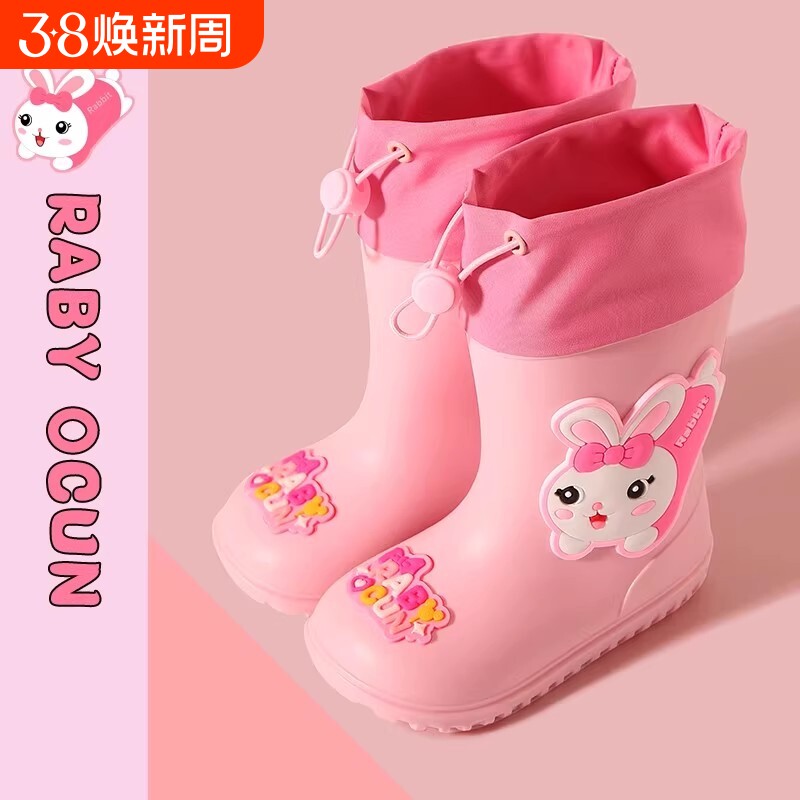 儿童雨鞋男童宝宝雨靴女童小学生防滑防水加绒保暖胶鞋短大童雨天