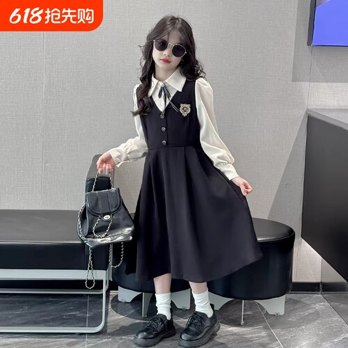 女童学院风连衣裙春秋假两件裙子