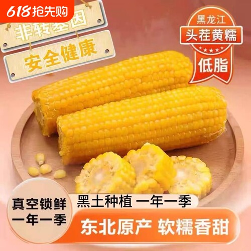 新鲜东北甜糯玉米非转基因粗粮代餐10支黄玉米早餐黄糯真空装香甜