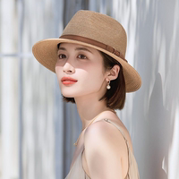 巴拿馬草帽女款夏季出游海邊百搭防曬太陽帽子氣質(zhì)時(shí)尚禮帽爵士帽