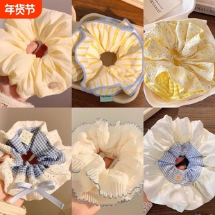 奶油超大法式简约气质云朵大肠发圈高级丸子头饰复古发绳头绳发饰