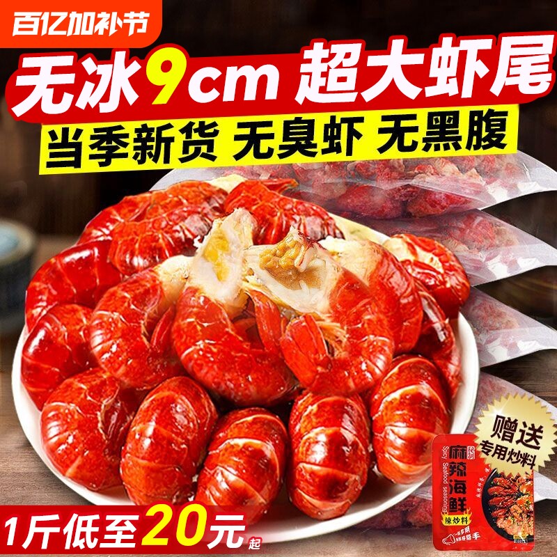 龙虾尾冷冻鲜活小龙虾无冰衣特级大号虾球鲜冻批发生鲜整箱水产