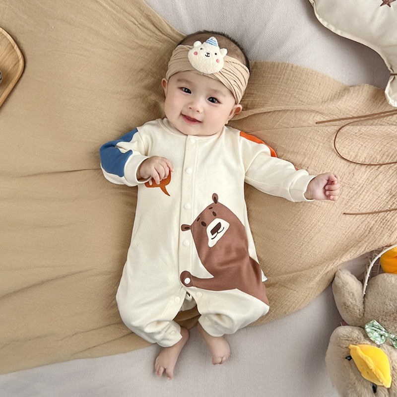 婴儿连体衣纯棉宝宝衣服长袖卡通可爱满月服新生儿爬服哈衣春秋季