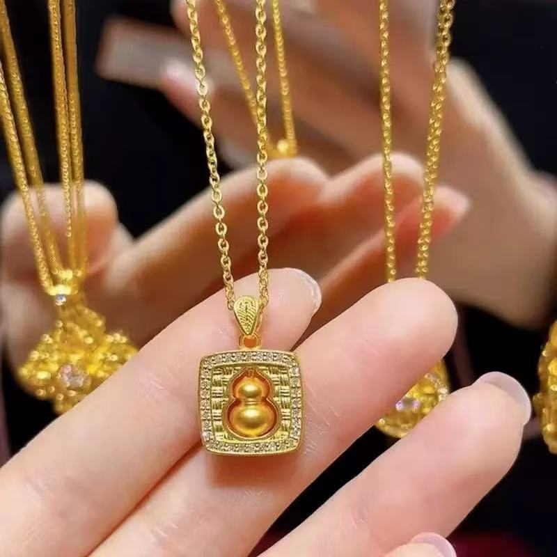 越南仿金小方糖葫芦项链女士锁骨链时尚细彩金仿镀黄小方糖送女友