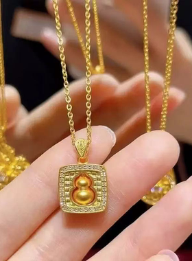 越南仿金小方糖葫芦项链女士锁骨链时尚细彩金仿镀黄小方糖送女友