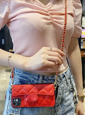 适用vivo y78手机壳y77e小香风y350新年红y76s斜跨绳y33s插卡y33e欧美y70背带y50零钱卡包y19全包y70t时尚