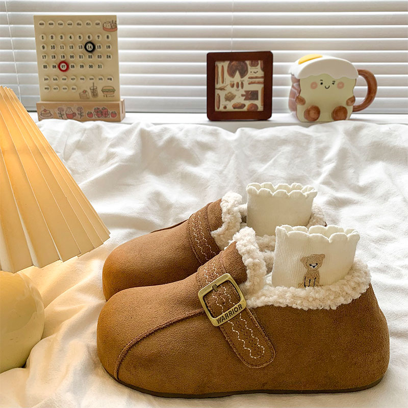 厚底内增高加绒全包勃肯鞋女2025秋冬新款低帮乐福棉鞋保暖雪地靴