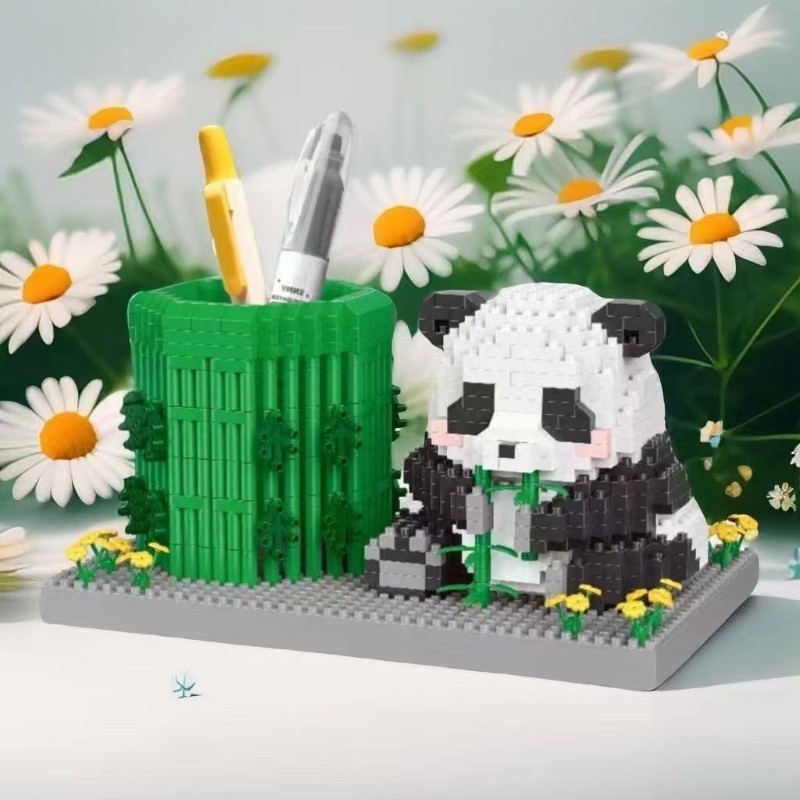 兼容乐高熊猫笔筒积木手工diy系列摆件拼装玩具儿童男女孩子礼物
