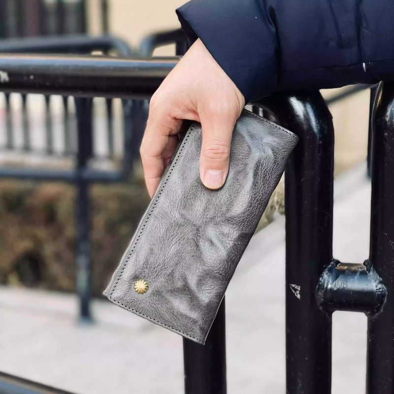 2025新款欧美男手抓包长款翻盖多功能钱包超多卡位防刷盗手拿皮夹