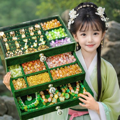 儿童手链串珠手工diy材料古风礼盒女童穿珠首饰玩具女孩生日礼物