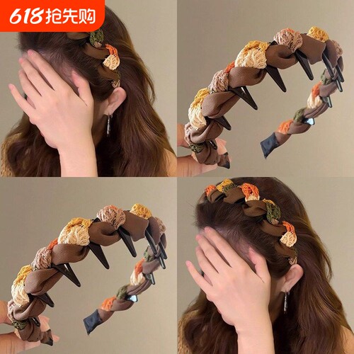 2026春款高颅顶带齿发箍女简约布艺百搭防滑发卡日常外戴头箍发箍