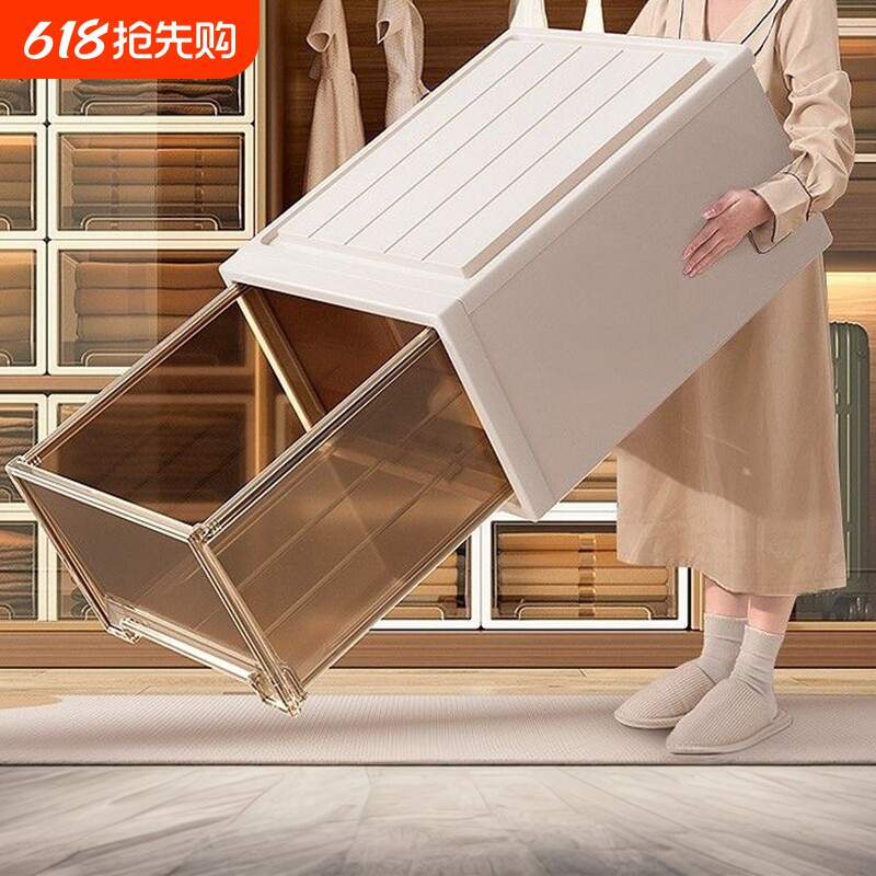 抽屉收纳箱家用透明衣物收纳盒塑料杂物储物柜衣服内衣裤子整理箱