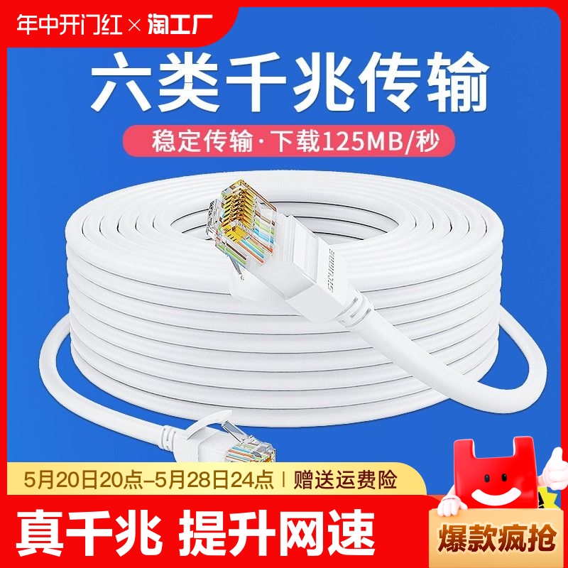 网线千兆家用高速超六6五5类路由器线长电脑宽带成品网络10m20米