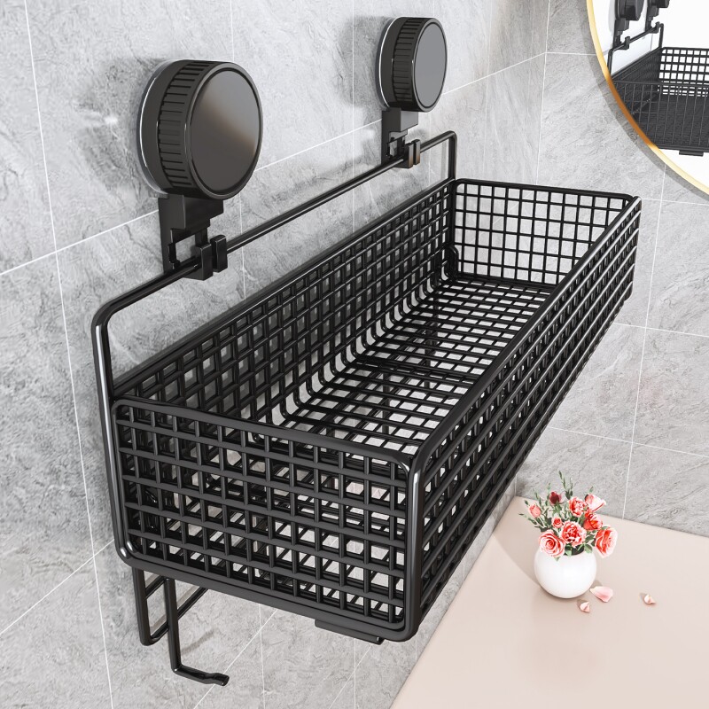 浴室置物架免打孔壁挂吸盘式墙上铁架子卫生间厕所洗漱台收纳神器