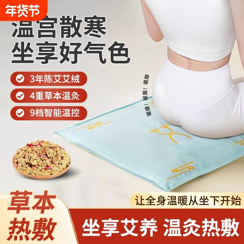 加热坐垫办公室取暖神器家用保暖养生电加热艾灸毯发热艾绒座椅垫