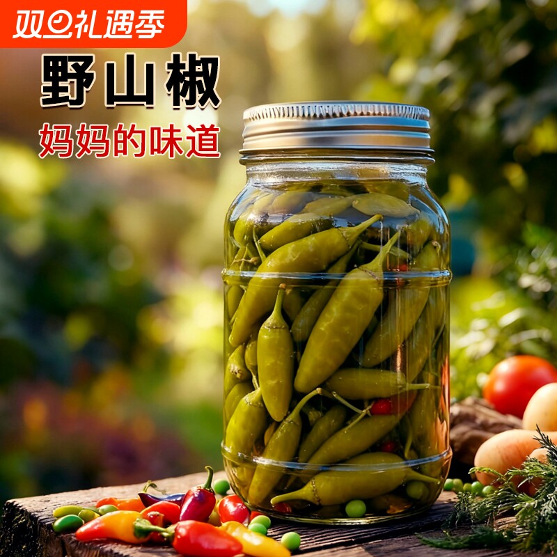 农山客广西特产小米椒野山椒500g罐装家庭装开胃菜下饭菜泡椒泡菜