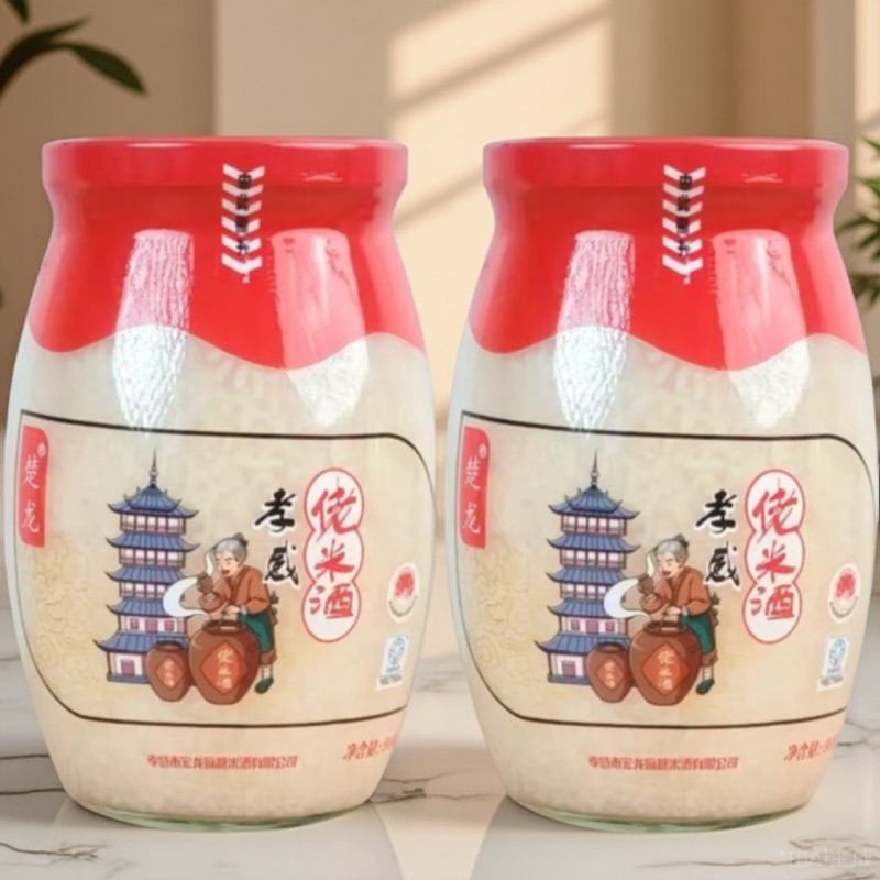 孝感佬米酒月子酒醪糟酒酿900gx2瓶装纯糯米发酵原味甜酒湖北特产