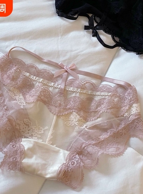 内裤蕾丝镂空花边浪漫夏季新款少女女士低腰高级缎面绿色黑色