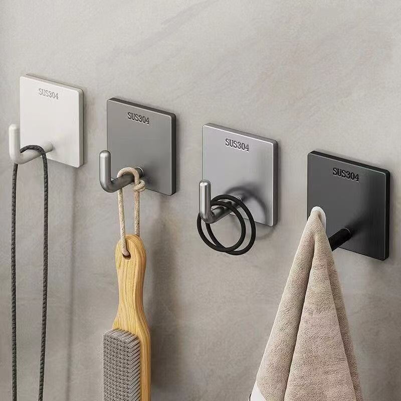 挂钩强力粘胶免打孔承重门后厨房墙壁上不锈钢收纳浴室卫生间钩子