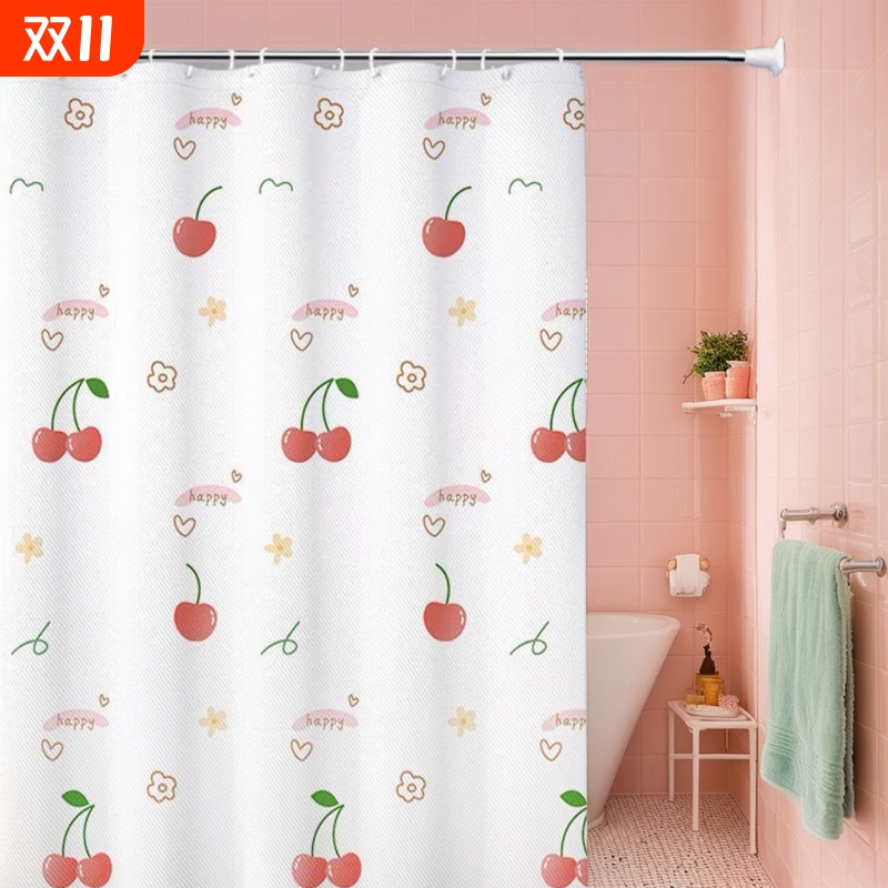 浴室浴帘卫生间涤纶防水布防霉免打孔洗澡遮挡窗帘淋浴隔断门帘子