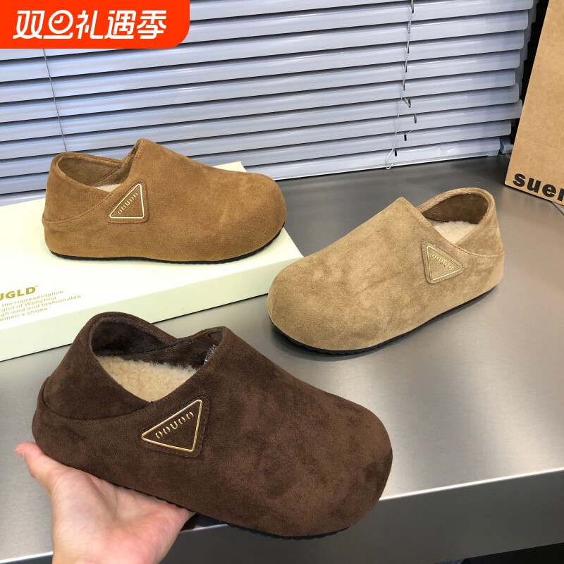 厚底勃肯鞋女2025新款秋冬季爆款加绒加厚保暖鞋子女鞋毛绒平底