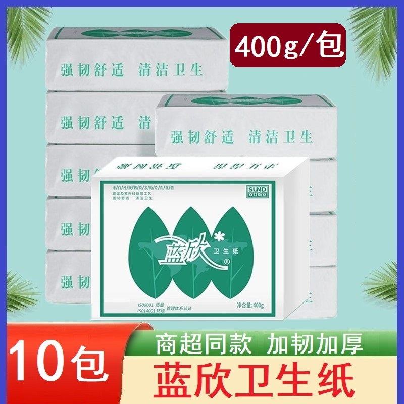 蓝欣400克平板卫生纸大包双灯厕纸刀切草纸手纸家用实惠装卫生间