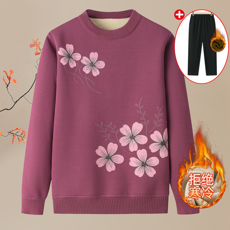 中老年人妈妈装套头衫秋冬