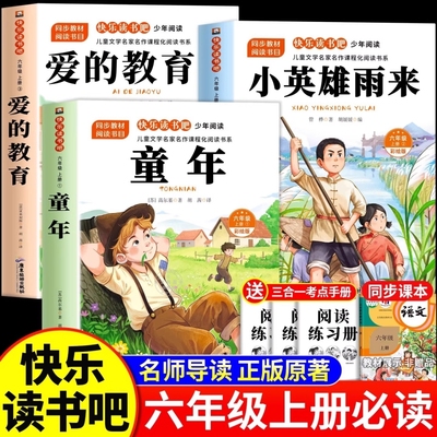 全套3册童年六年级上册必读的课外书高尔基正版原著快乐读书吧六上阅读书目爱的教育亚米契斯小英雄雨来管烨6上人教版书籍注音同步