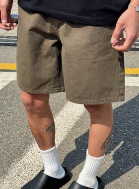 美式户外休闲直筒显瘦夏季五分裤男女cleanfit牛仔短裤黑色白色