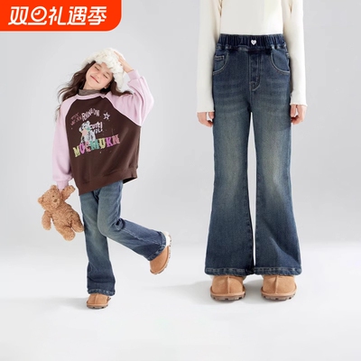 女童加绒加厚冬季牛仔长裤