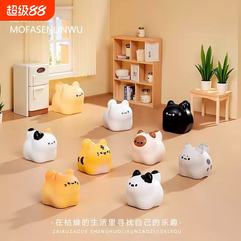 创意可爱迷你小猫公仔萌粒微景观diy装饰品卡通迷你桌面汽车摆件