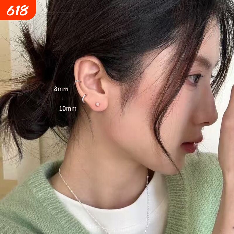 钛钢素圈耳环女简约新款时尚高级感耳扣精致小众百搭耳饰气质饰品