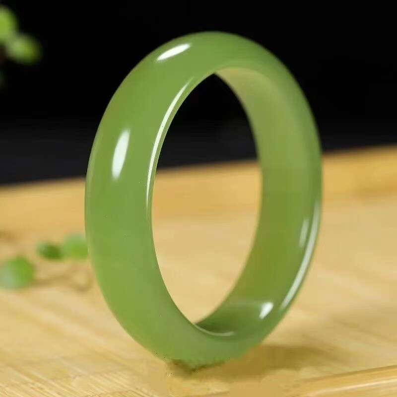 爆款仿冰种玉髓苹果绿手镯葡萄绿镯子圆条正条直播货源款