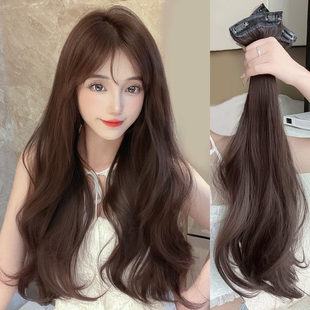 日常假发片三片式轻薄增发量蓬松微卷波浪仿真发短发过渡期接长发