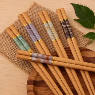 楠竹筷子家用新款高档耐高温防霉抗菌一人一筷夹防滑竹筷合金