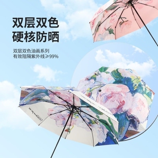 雨伞防晒防紫外线折叠手动遮阳伞女晴雨两用双层小清新黑胶太阳伞