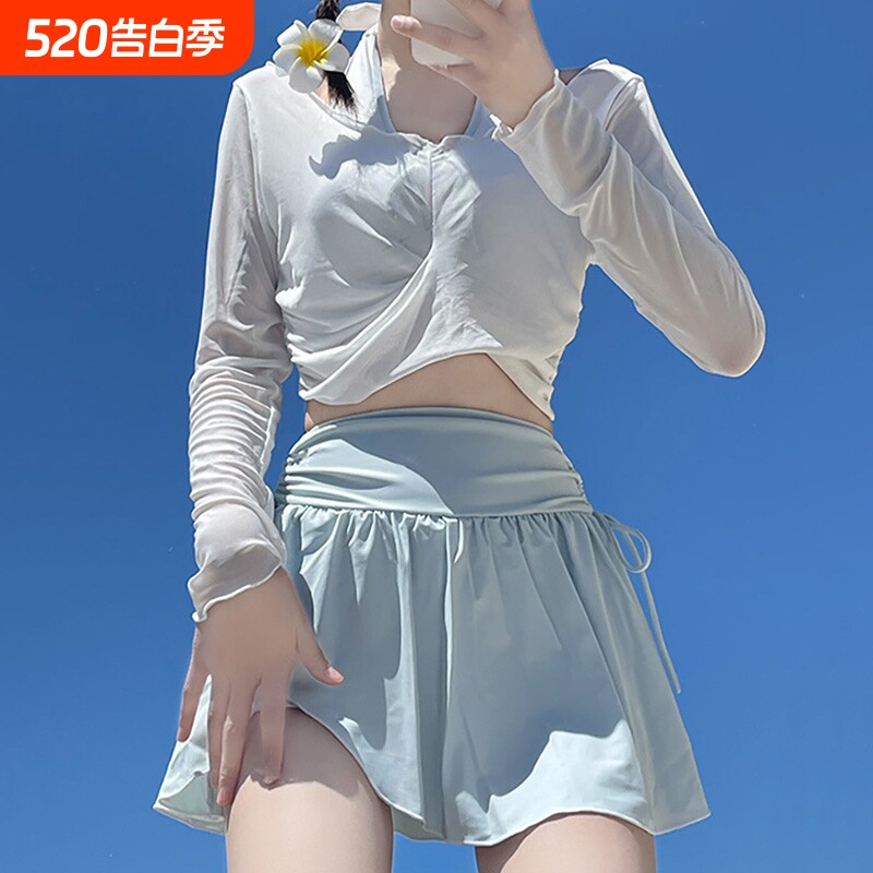 新款少女分体裙式泳衣女2025甜美高级感保守微胖遮肉显瘦防晒泳装