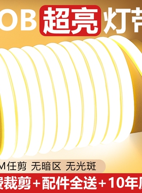 鼎雁cob自粘灯带LED超亮高压220v户外防水家用客厅吊顶工程软灯条