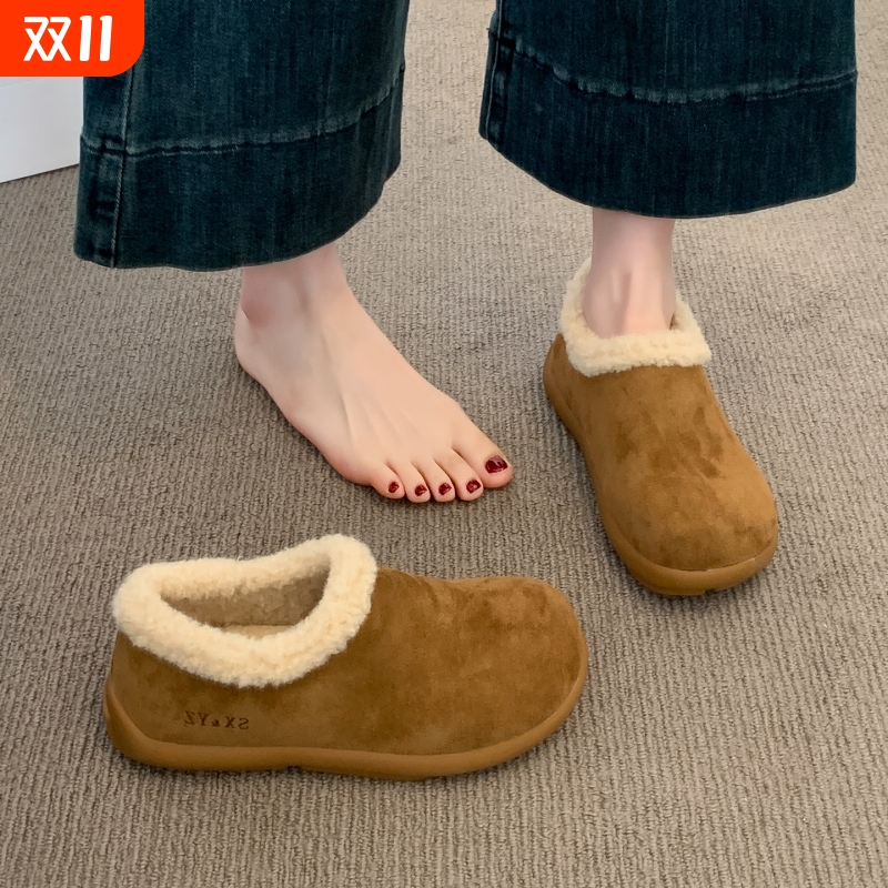 小土豆勃肯鞋女款2025新款冬季加绒加厚保暖一脚蹬雪地棉鞋子女鞋