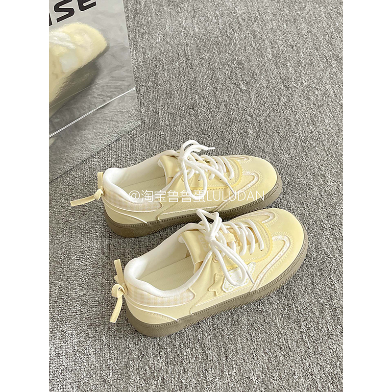 设计感韩系厚底板鞋女款2025新款百搭chic小白鞋配裙子女鞋休闲鞋