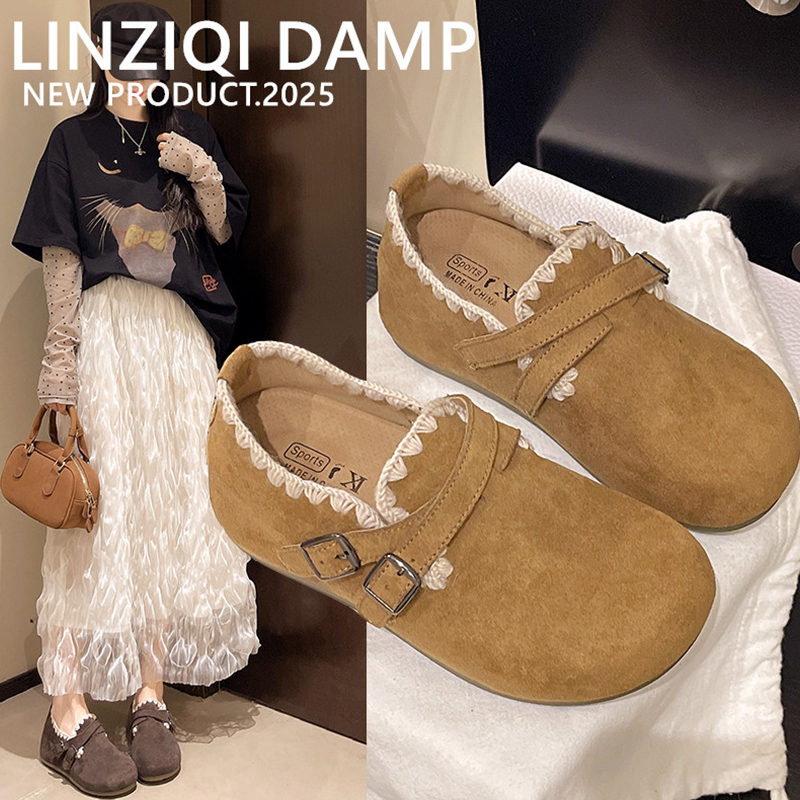 厚底内增高超火一脚蹬勃肯鞋女秋季外穿2025新款休闲全包勃肯单鞋