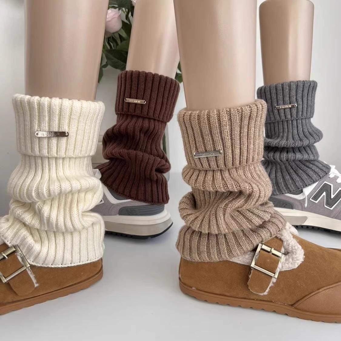 袜套堆堆袜羊毛咖色袜子女秋冬小腿袜新款搭配雪地靴保暖加厚腿套