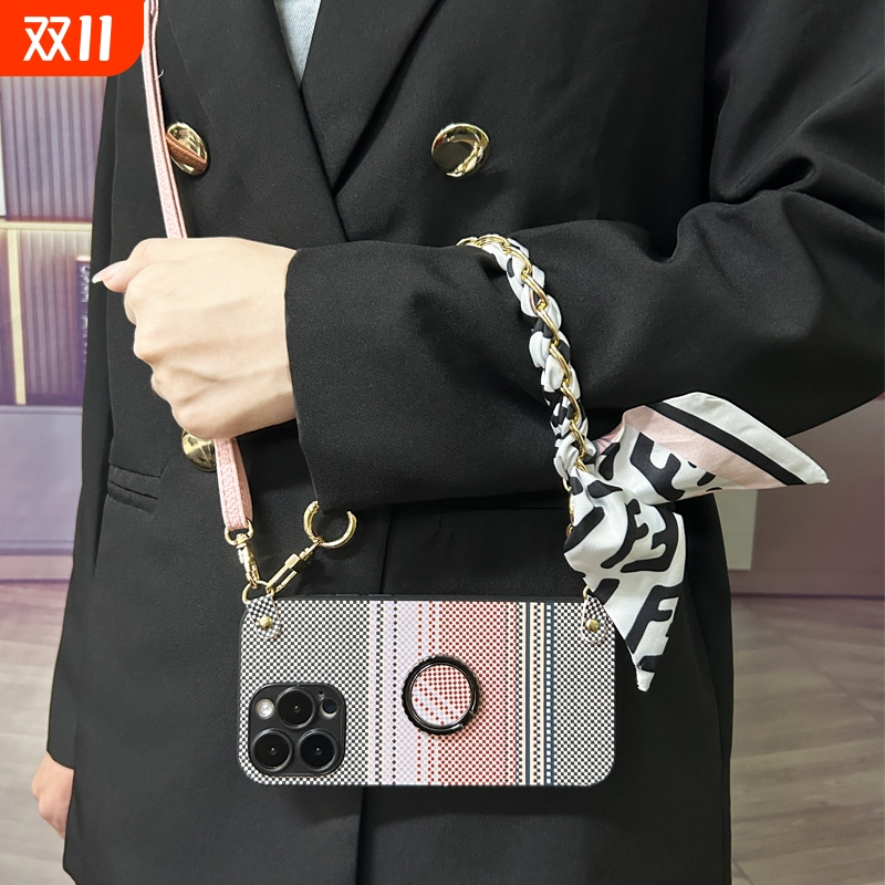 斜跨手提丝巾旋转支架防摔手机壳