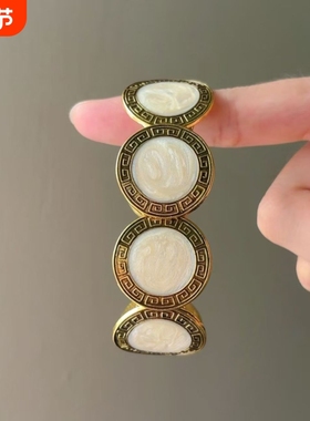 中古vintage波西米亚圆盘串珠手链复古小众轻奢时尚叠戴手镯手环