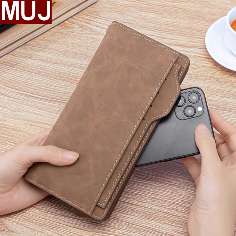 无印MUJ男士钱包卡包一体长款2025新款拉链钱夹手拿包证件大容