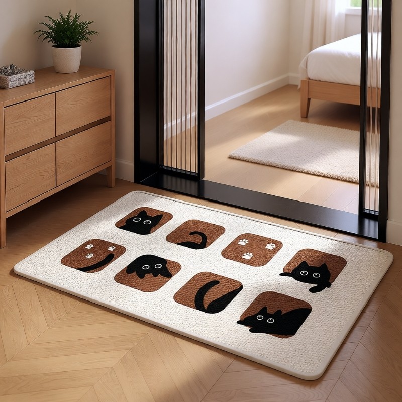 亚麻编织浴室地垫卫生间吸水垫厕所门口防滑垫脚垫进门垫速干地毯