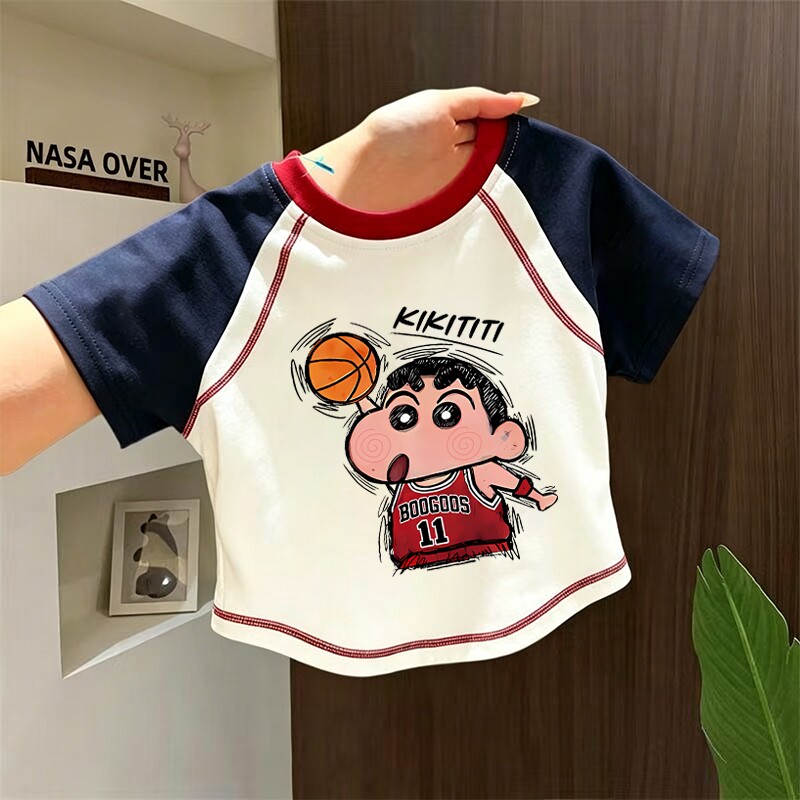 男童夏装新款韩系纯棉拼色短袖图片