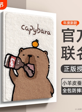 适用苹果ipad9平板保护壳ipadmini7保护套ipadpro带笔槽一体ipadair5新款2024水豚10防摔mini6可爱外壳杰02