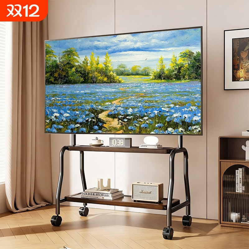 电视机移动落地支架立式带轮推车